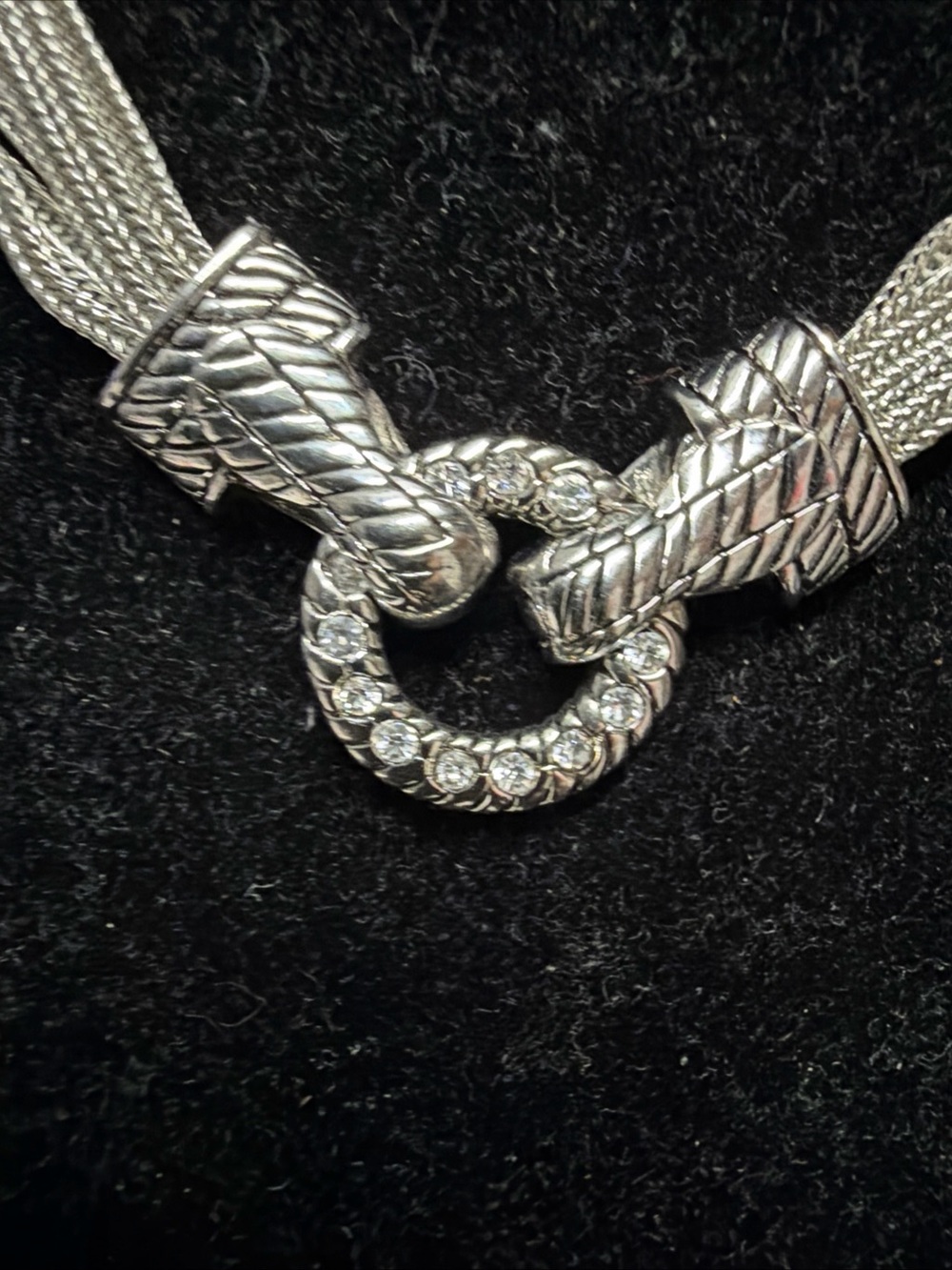 Premier Design 17” SilverTone rhinestone magnetic necklace reversible
